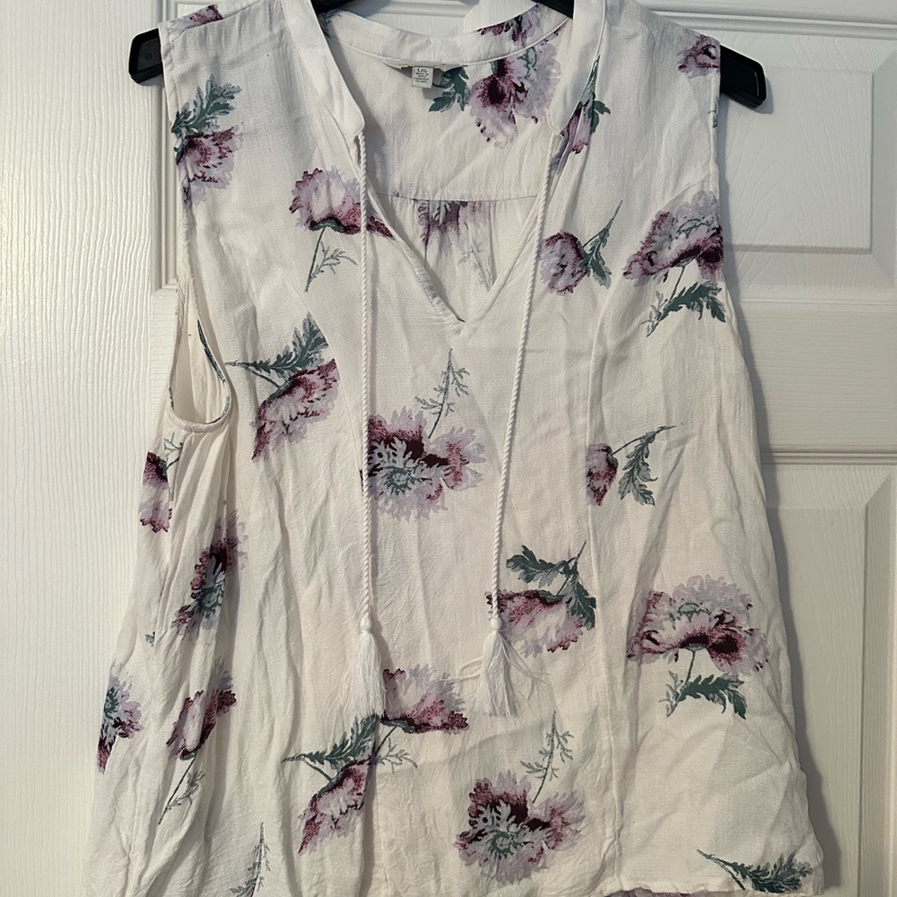 Lucky Brand Floral Sleeveless Blouse - White and Purple